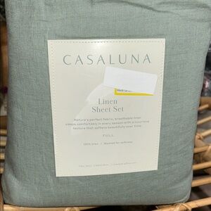 Casaluna Full 100% Linen Sheet Set - Sage Green